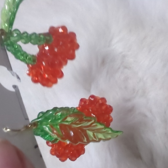Beaded Cherry Drop Earrings - Picture 5 of 6